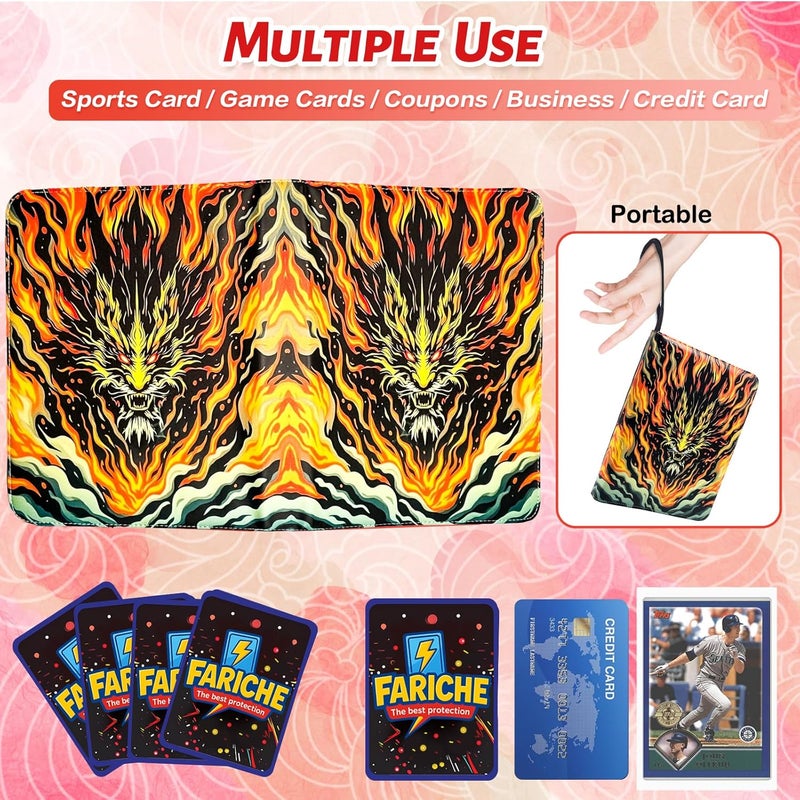FARICHE Trading Card Binder for Cards, 9-Pocket Portable Card Collector Ablum Holder Book Fits 900 Cards with 50 Removable Sleeve, Waterproof Card Binder Display Storage Carrying Case for TCG-Dragon - Image 5